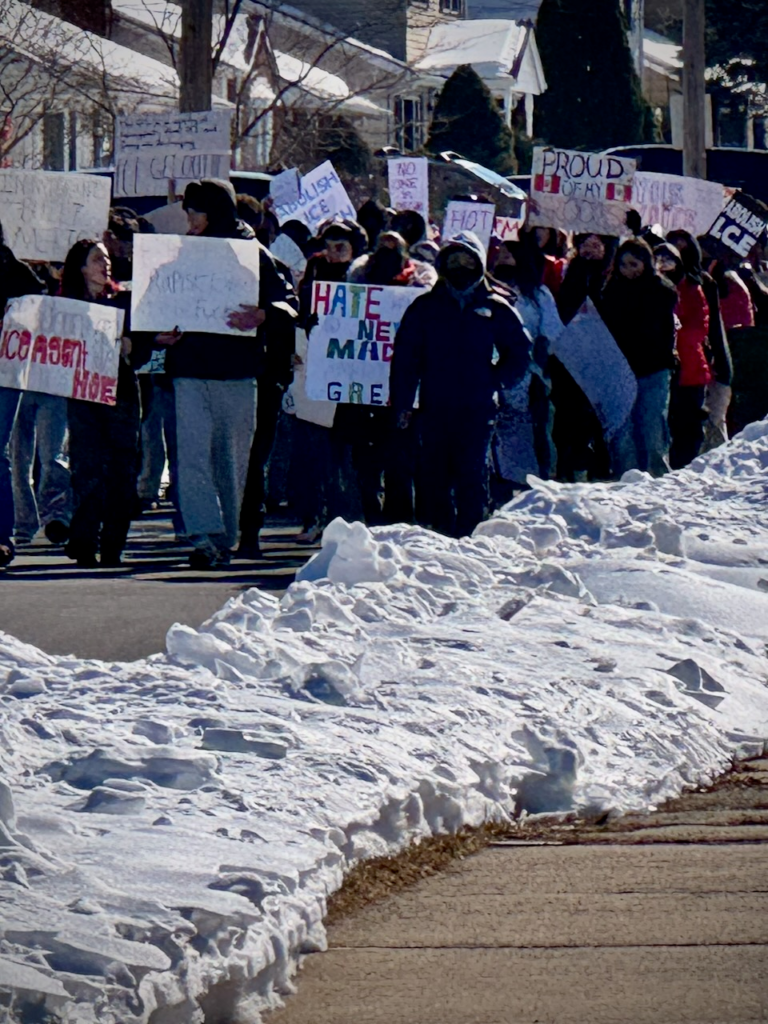Edison High School students march in protest of ICE enforcement as part of a student-led demonstration